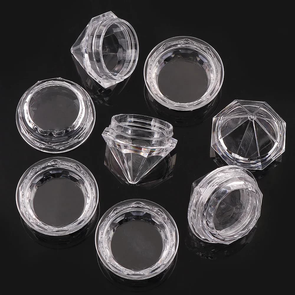 10 Pcs Diamond Clear Plastic Empty Nail Art Decor Storage Case Box Nail Glitter Rhinestone Jewelry Beads Accessories Container